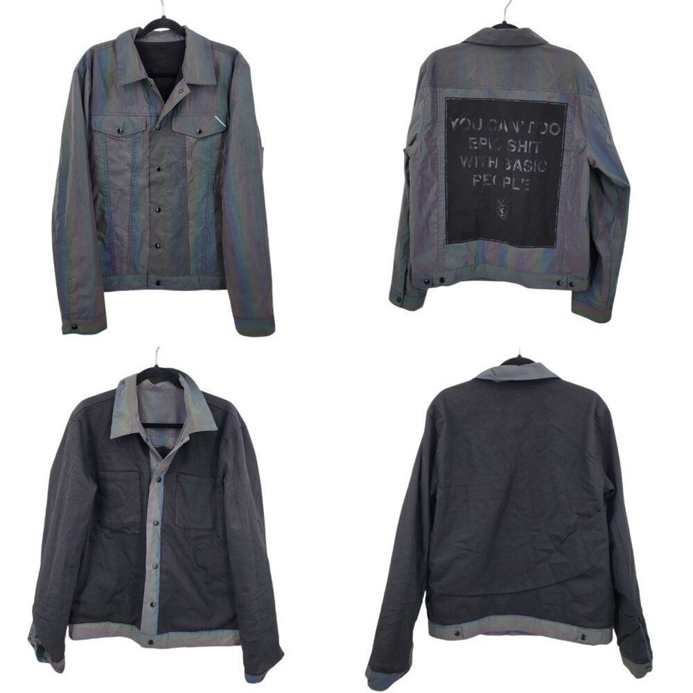 Cult Of‎ Individuality Reversible Type II Denim Jacket Oil Slick Iridescent XL - Picture 2 of 16
